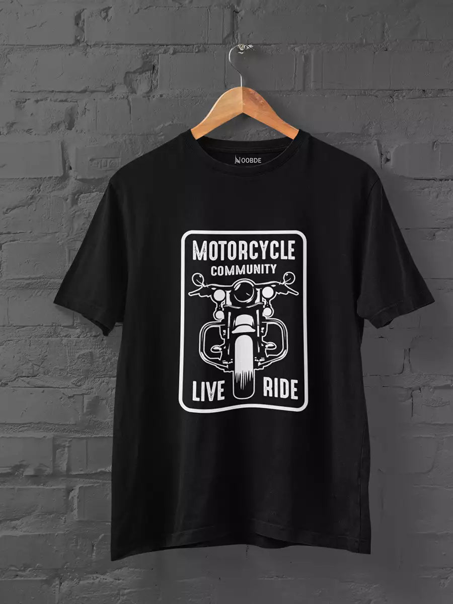 black Motorcycle biker T-Shirt for Men