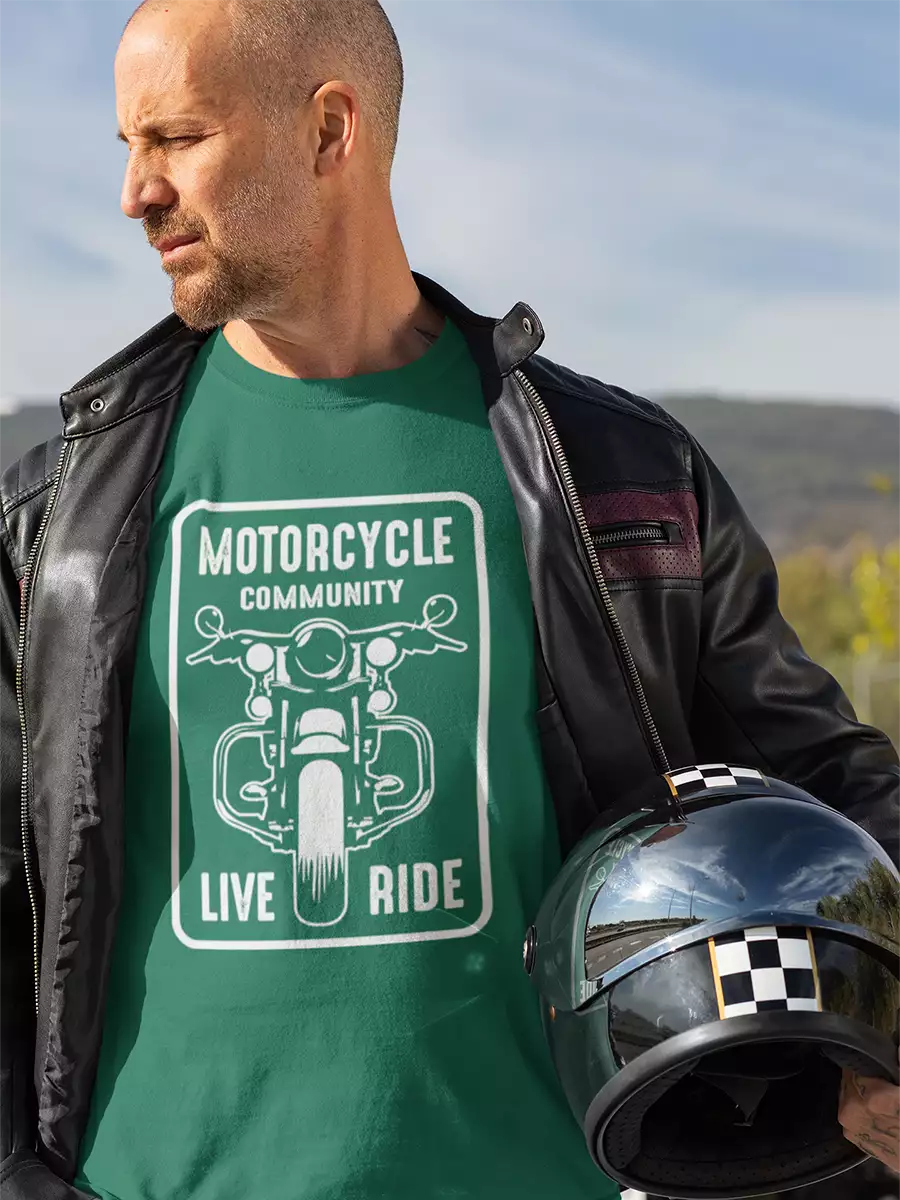 Bottle green Motorcycle biker T-Shirt for Men
