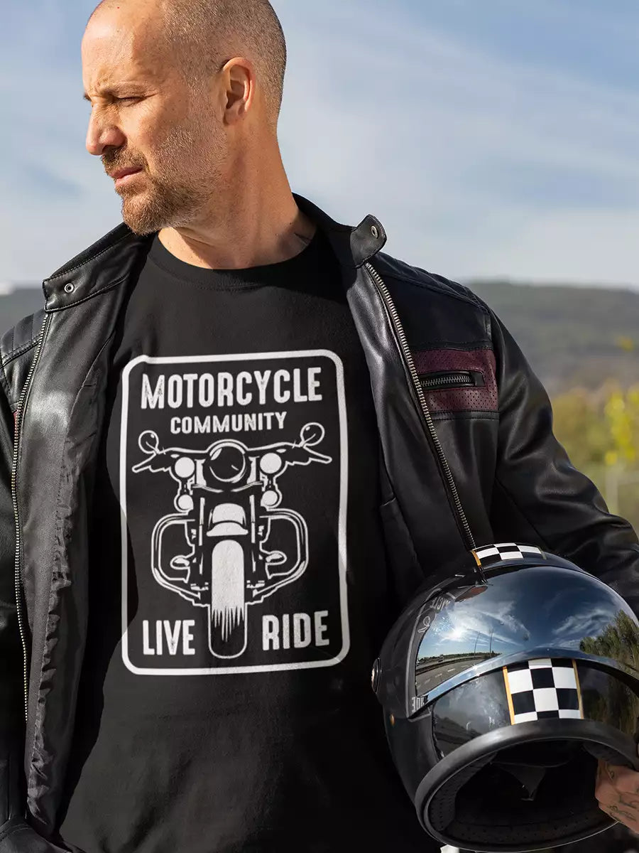 black Motorcycle Community T-Shirt for Men