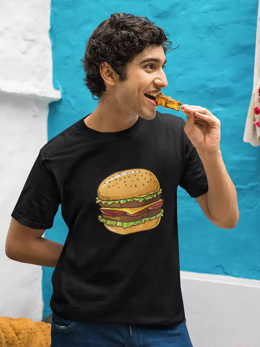 burger Black t shirt for men