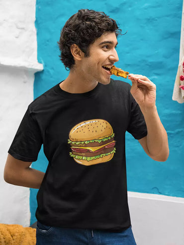 burger Black t shirt for men