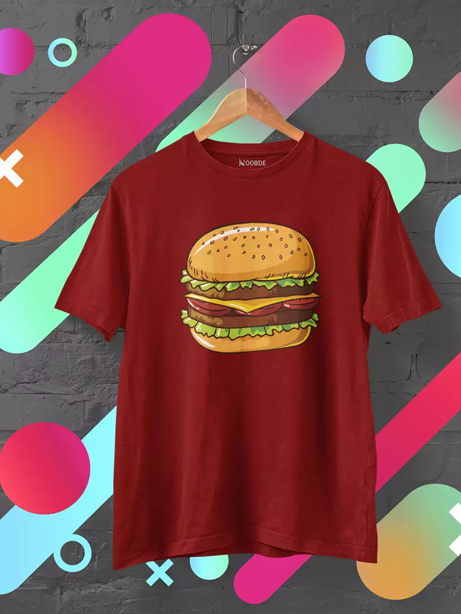 Red Burger printed t shirt