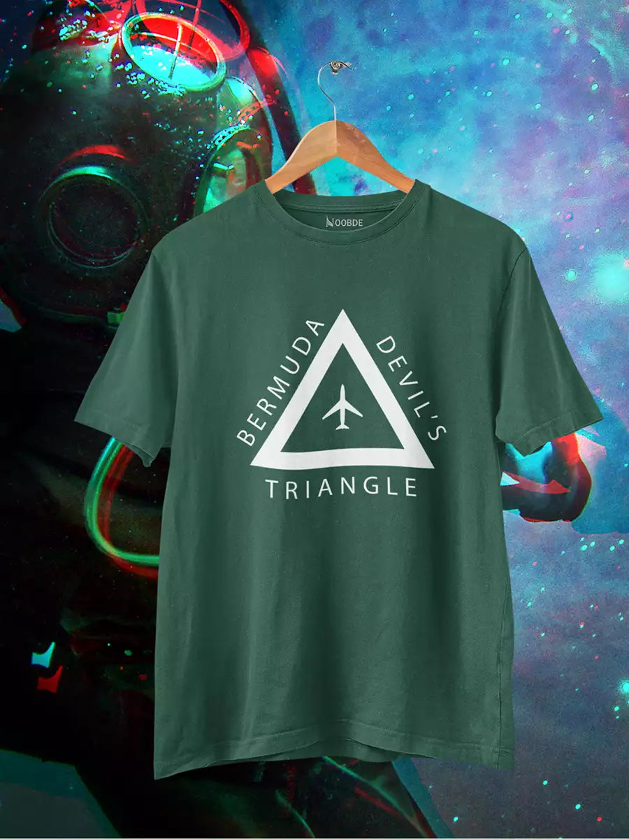 green Bermuda Triangle Printed T-Shirt for Men