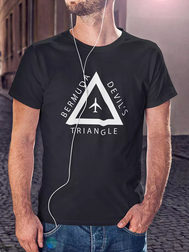 black Triangle Printed T-Shirt for Men