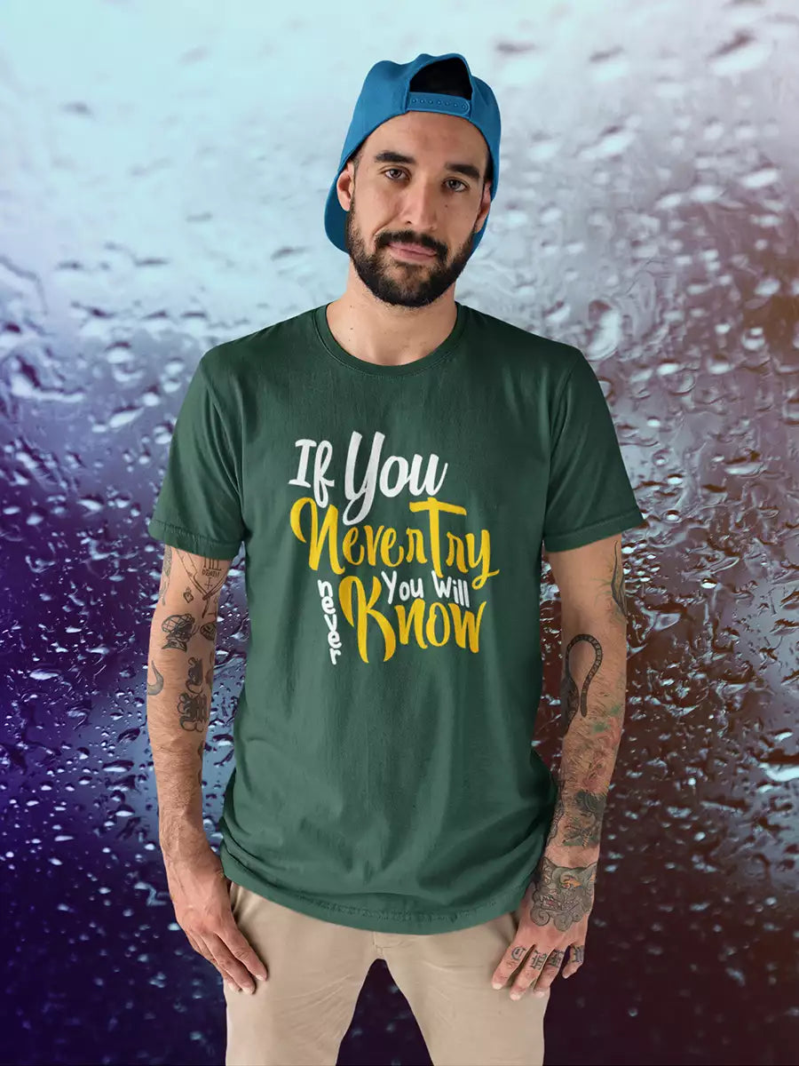 printed green motivational t shirt