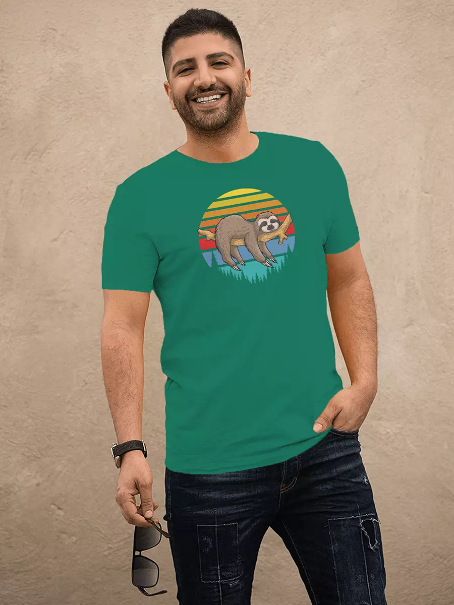 green lazy sloth t shirt