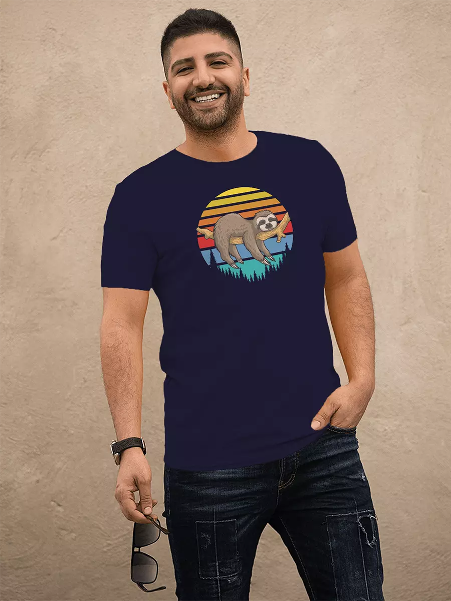navy blue lazy sloth t shirt
