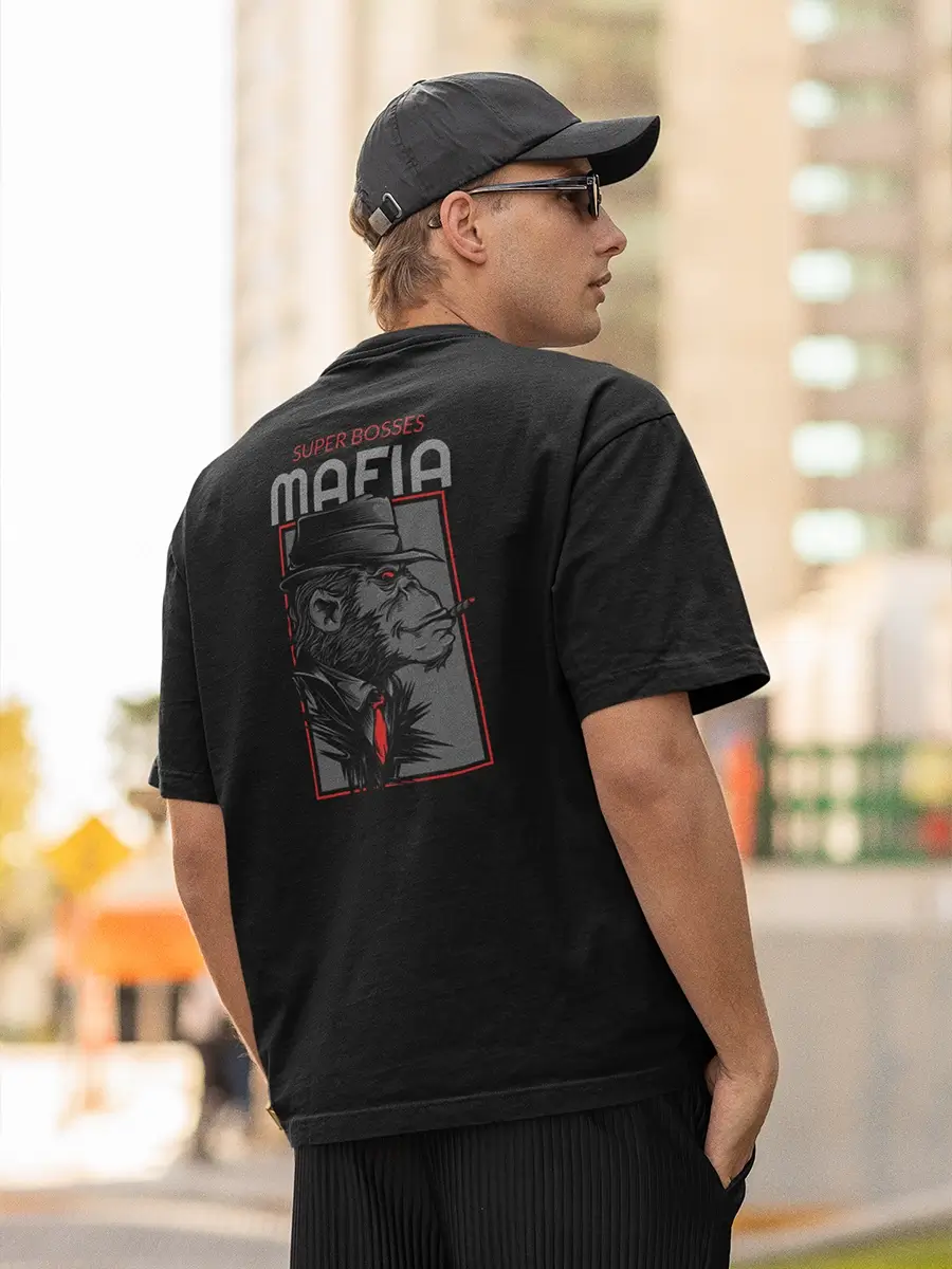 Back Mafia black Printed T shirt for men