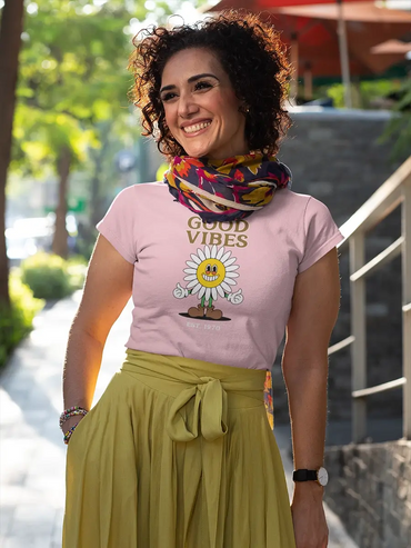 good vibes with daisy flower t shirt