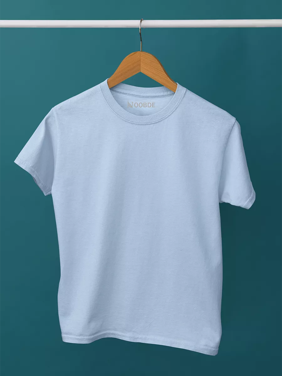 sea blue plain t shirt for women