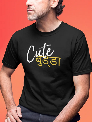 Black Cute Budda Printed T-Shirt for Men