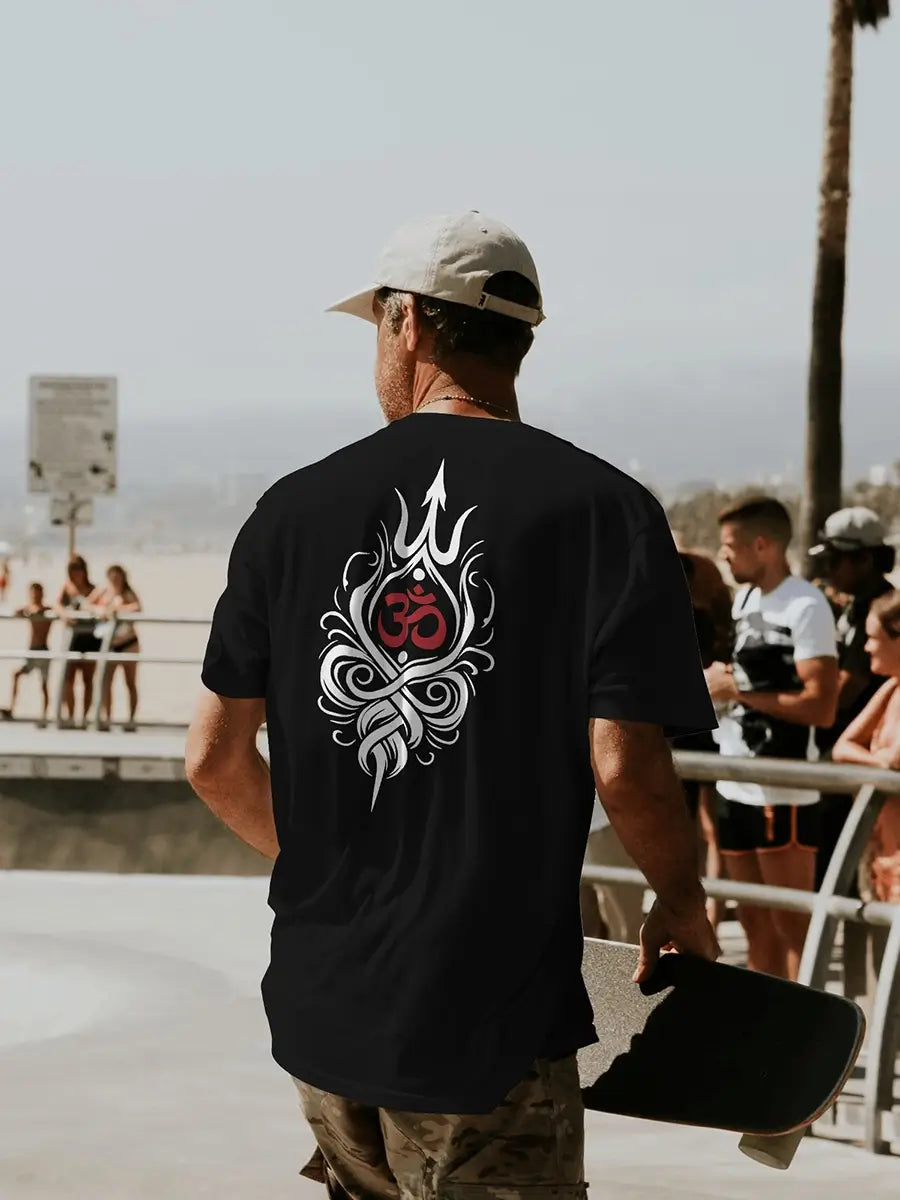 black time print in hindi on back t shirt