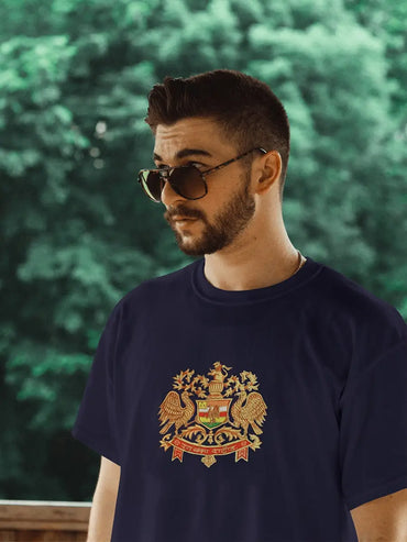 navy blue printed t-shirt