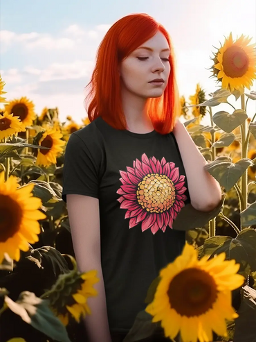 sun flower black t shirt for women