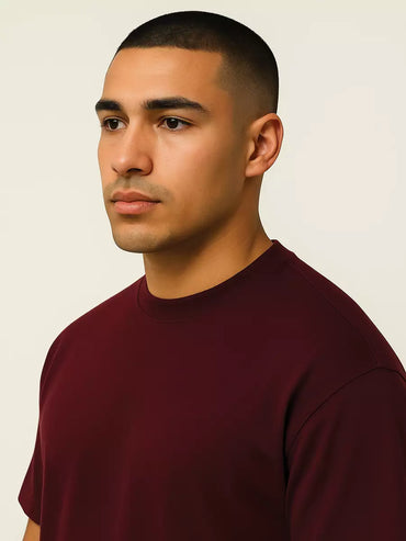 Burgundy Plain Oversized T-Shirt for Men