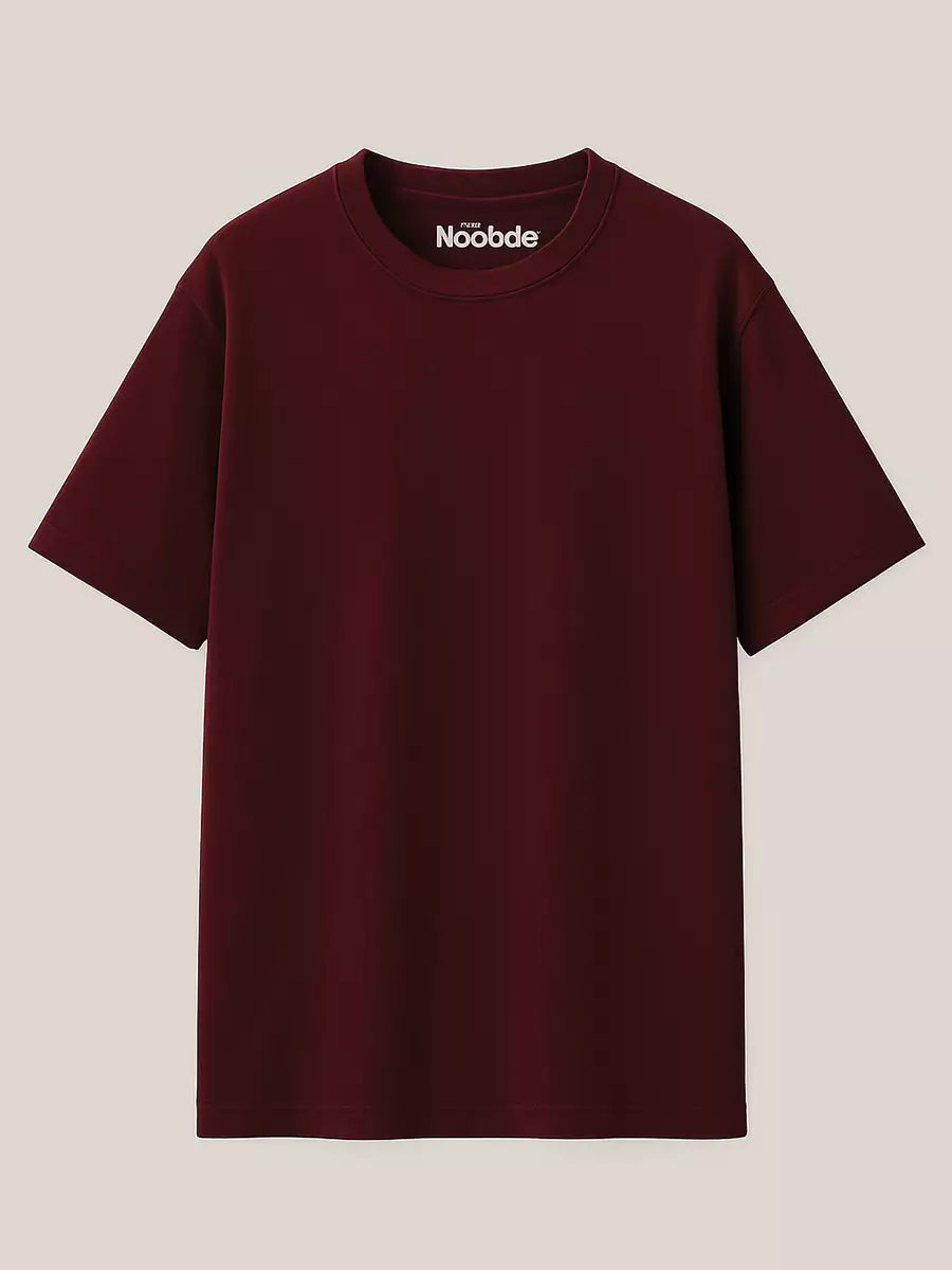 Burgundy Plain Oversized T-Shirt for Men