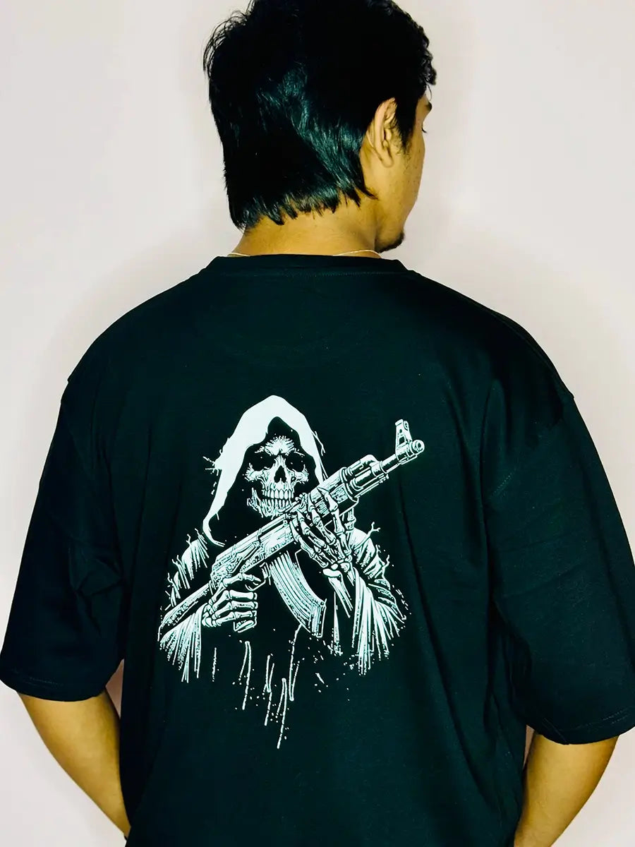 AK 47 skull printed t shirt
