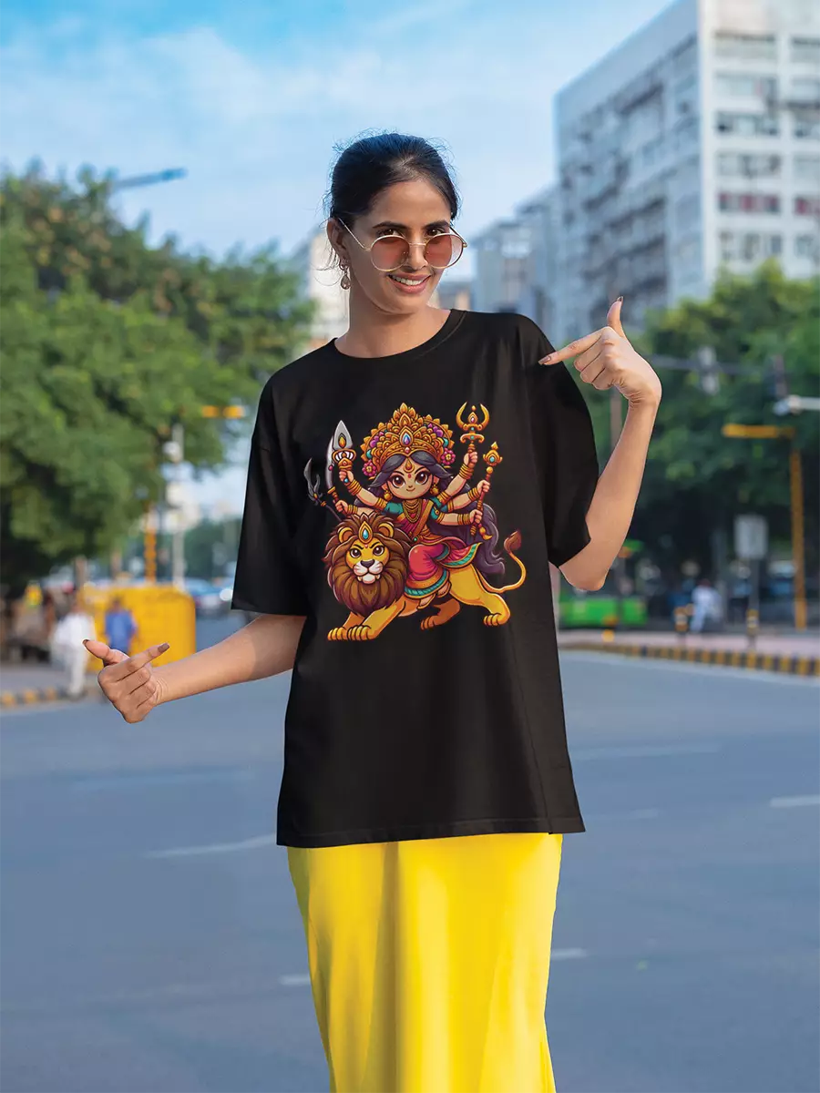 Navratri Warrior | Printed Oversized Unisex T-Shirt