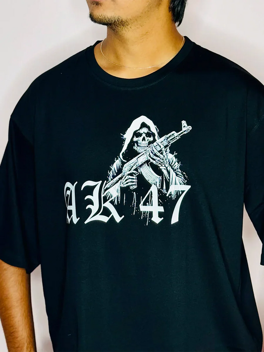 AK47 Black Oversized T-Shirt for Men