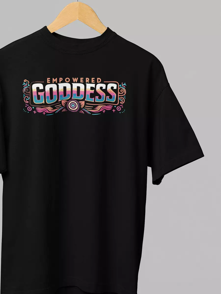 black goddess printed t shirt for women