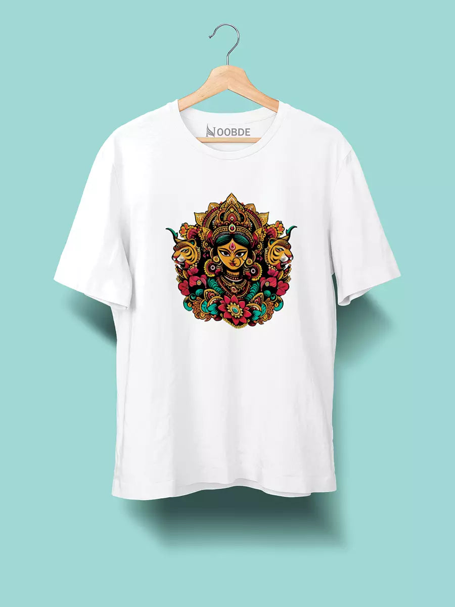 Durga Puja White Oversized Unisex T-Shirt