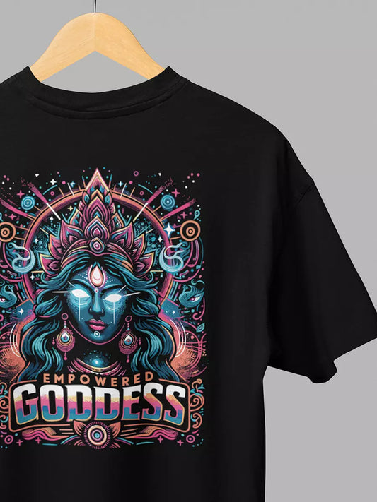 Empowered Goddess Black Oversized Unisex T-Shirt