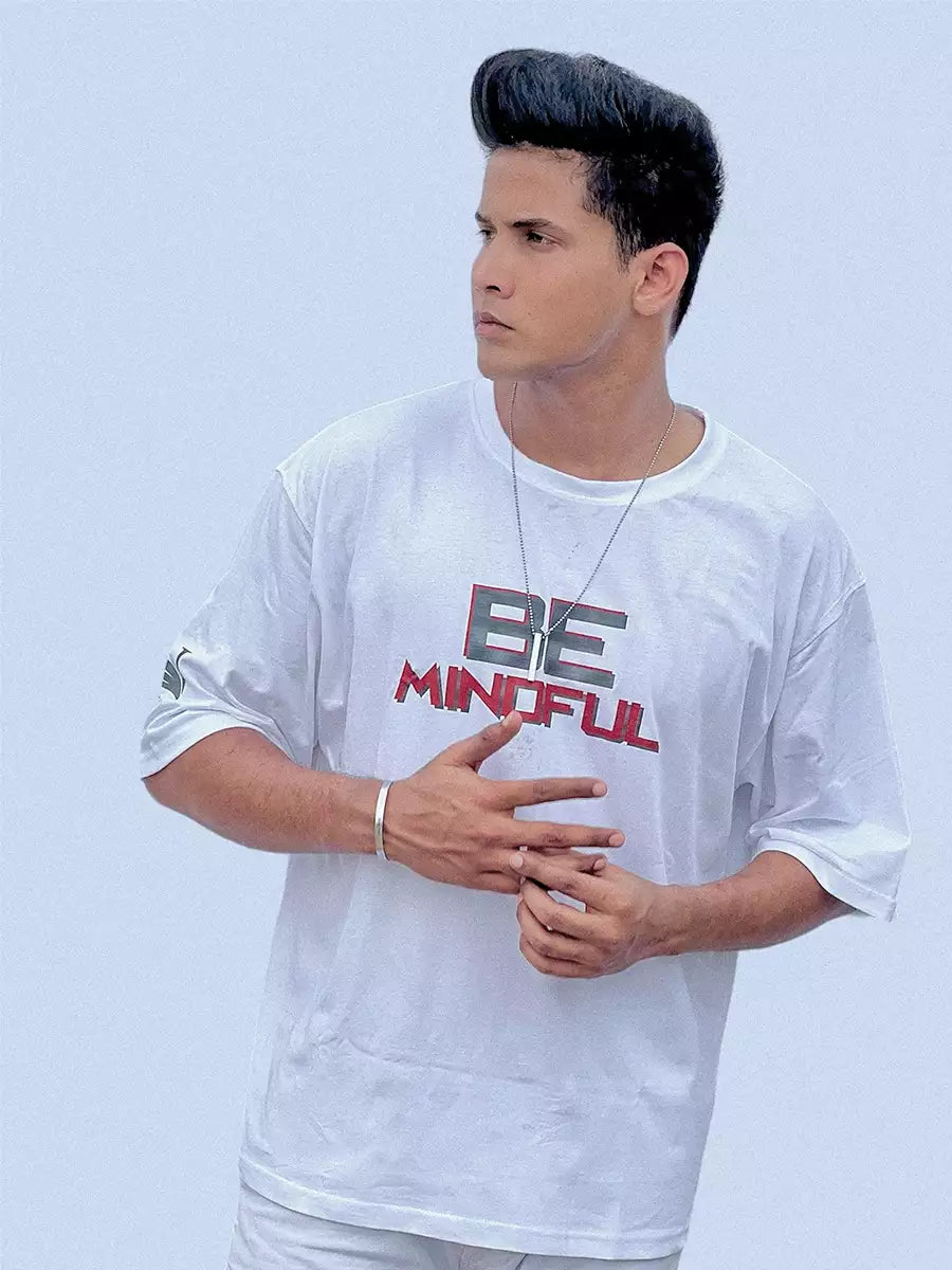 white mindful t shirt for men