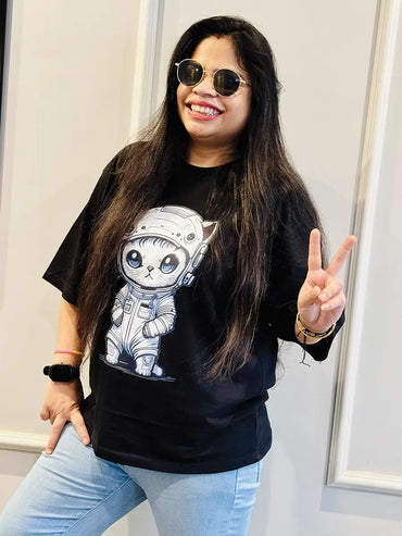 space cat t shirt for women