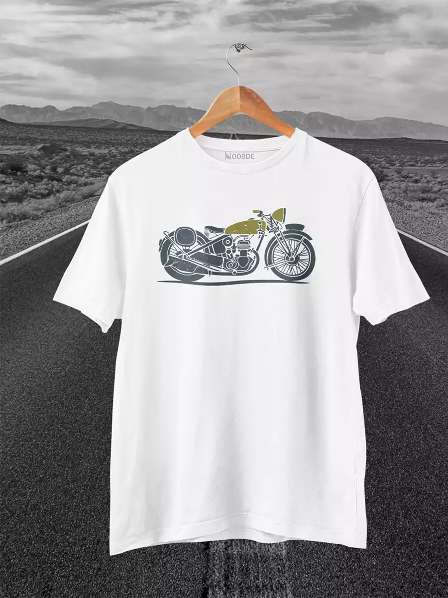 white Motorbike T-Shirt for Men