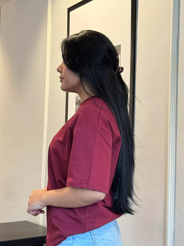 plain burgundy t shirt for women