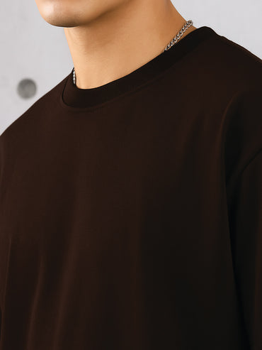Coffee Plain Oversized T-Shirt for Men
