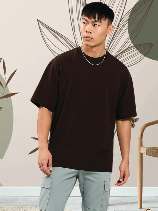 Coffee Plain Oversized T-Shirt for Men