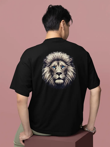 lion black printed t shirt for men