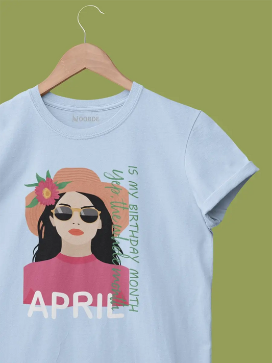 happy birth sea blue t shirt for women