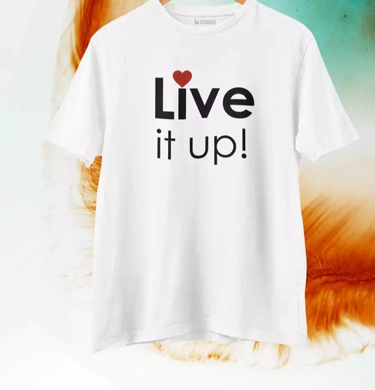 live it up white printed t shirt for men