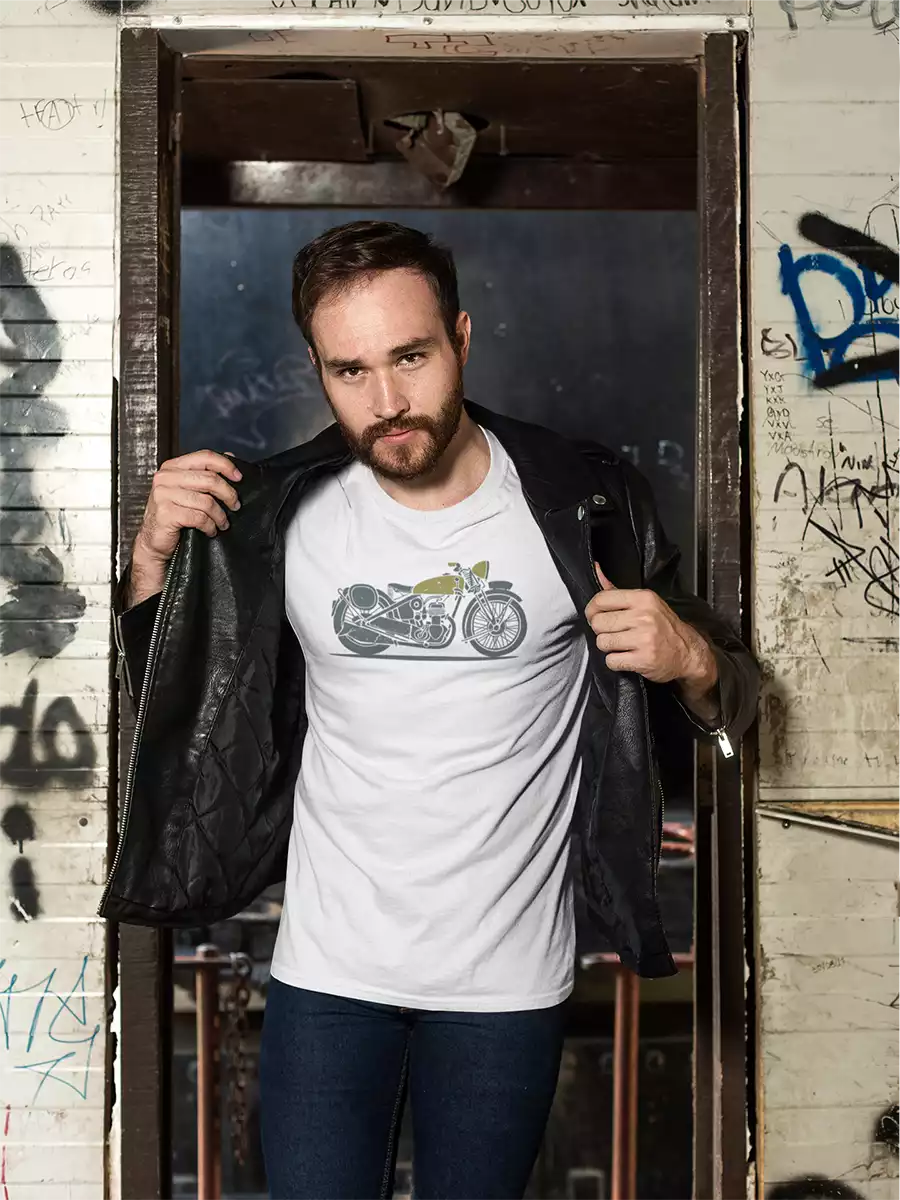 white motorbike t shirt