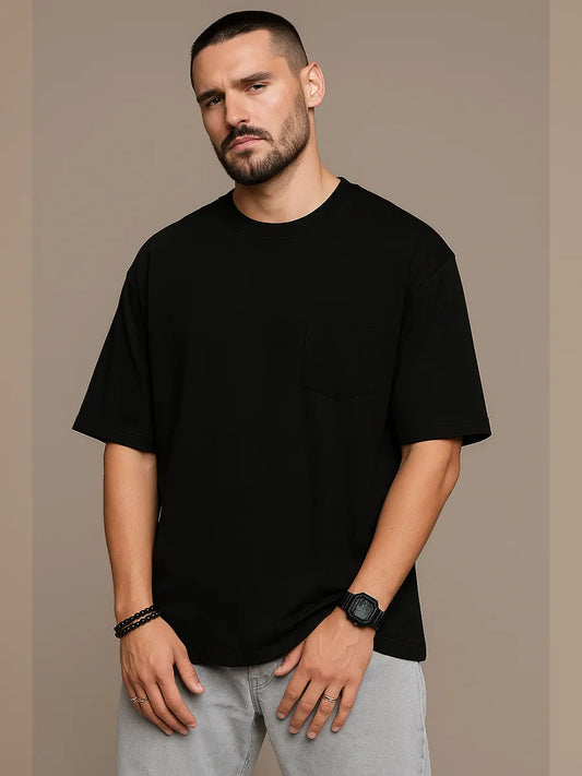 Plain Black Oversized T-shirt for Men