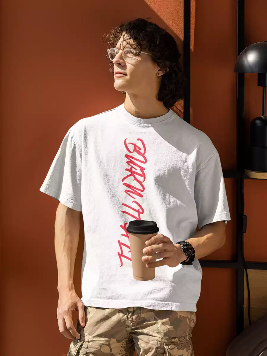 burn it alll white t shirt for men