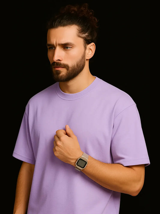 Plain Lavender Oversize T-Shirts for Men
