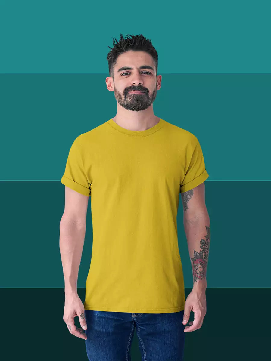 mustard yellow plain t shirt