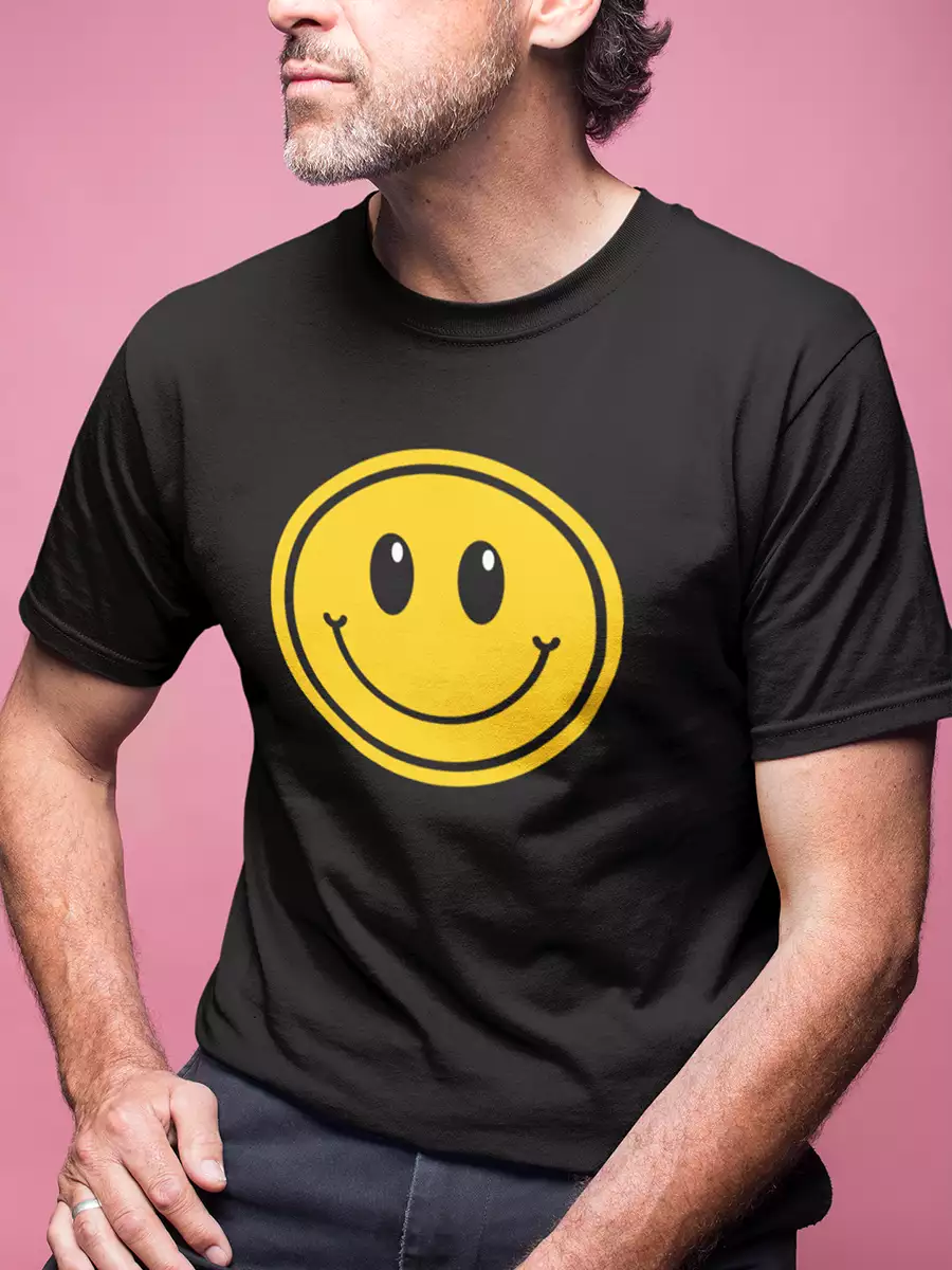 smile black printed t shirt