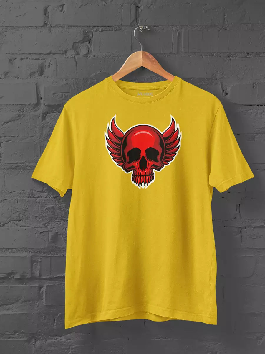 Yellow Demon Skull t shirt for men