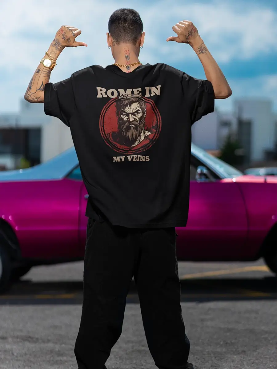 ROME IN MY VEINS back pint t shirt for men