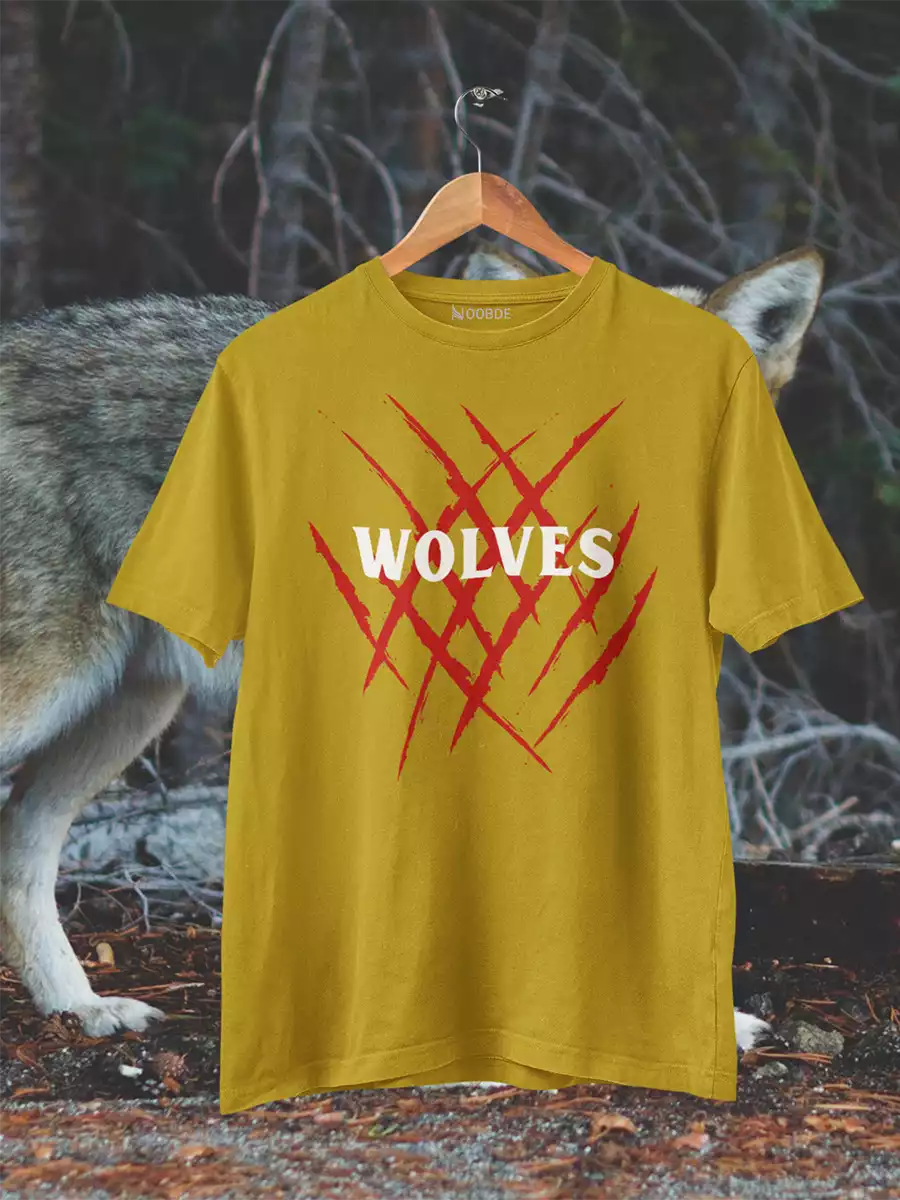 yellow WOLVES  T-Shirt for Men