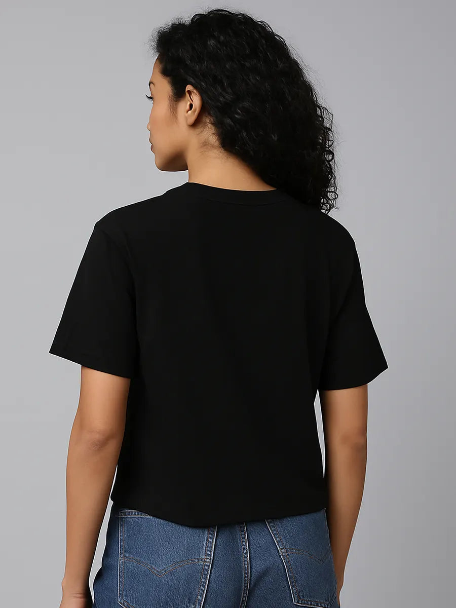 Black Plain Oversized T-shirt for Women