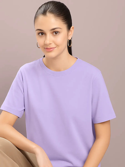 Lavender Plain Oversized T-shirt for Women