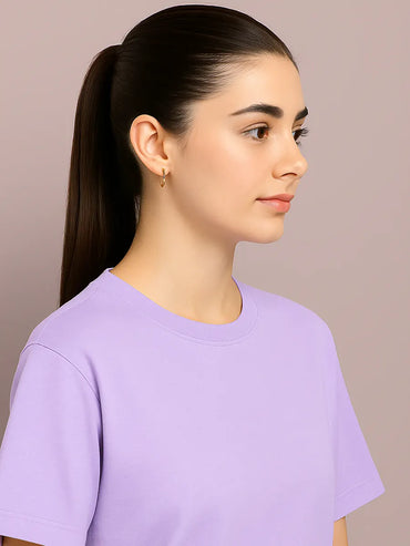 Lavender Plain Oversized T-shirt for Women