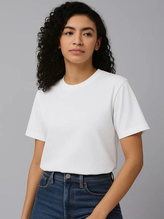 White Plain Oversized T-shirt for Women