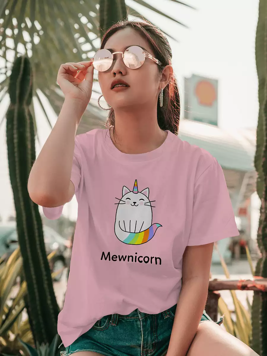 pink cat t shirt for women