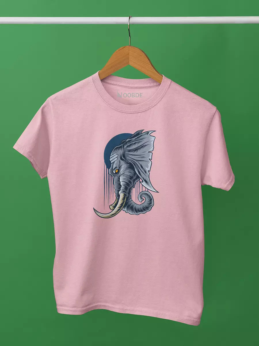 Ganesh Ji Art Printed T-Shirt for Women, onion pink, regular fit, Ganesh devotional graphic – NOOBDE